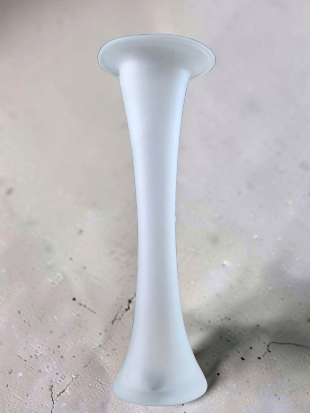 Vintage 12.5" White Frosted Satin Glass Swung Bud Vase